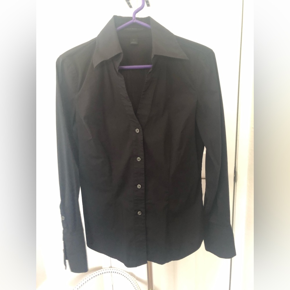 Express V-neck button down top.